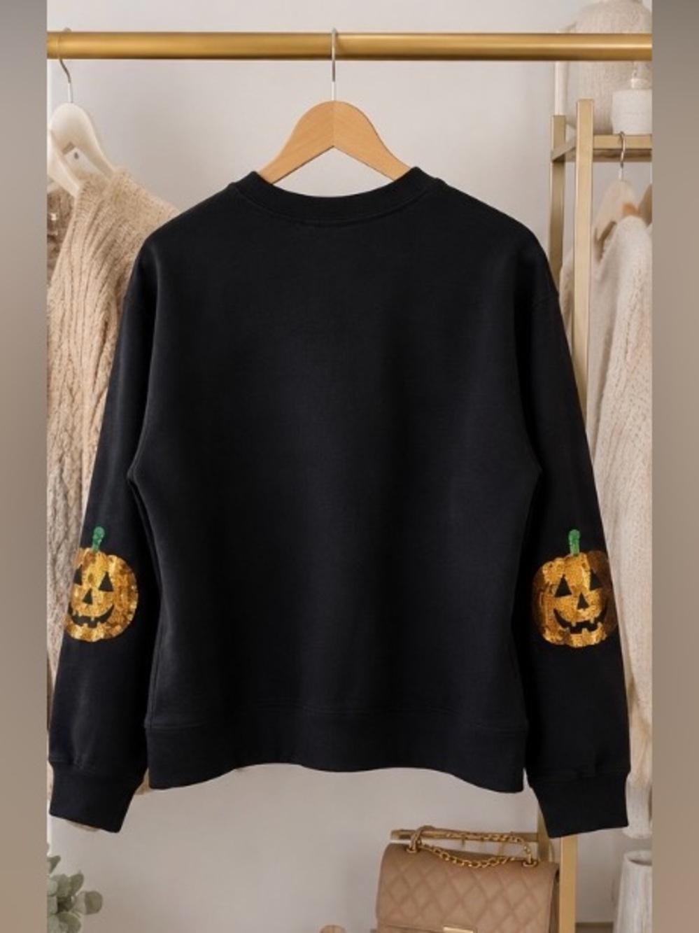 Black Halloween Sequin Pumpkin "Boo" Sweatshirt - Picture 4 of 4